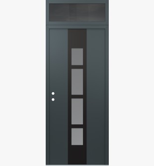 DIAMOND A10 36" X 96" ANTHRACITE/ANTHRACITE FROSTED GLASS PANEL BLACK RHI WITH TRANSOM MIRRORED GLASS