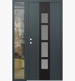 DIAMOND A10 52" X 80" ANTHRACITE/ANTHRACITE FROSTED GLASS PANEL BLACK RHI WITH SIDELITE CLEAR GLASS