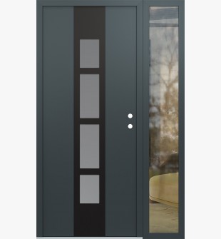 DIAMOND A10 50" X 80" ANTHRACITE/ANTHRACITE FROSTED GLASS PANEL BLACK LHI WITH SIDELITE CLEAR GLASS