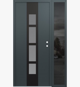 DIAMOND A10 48" X 80" ANTHRACITE/ANTHRACITE FROSTED GLASS PANEL BLACK LHI WITH SIDELITE MIRRORED GLASS