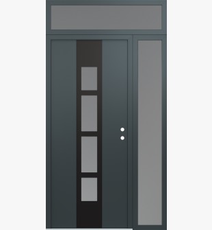 DIAMOND A10 48" X 96" ANTHRACITE/ANTHRACITE FROSTED GLASS PANEL BLACK LHI WITH SIDELITE AND TRANSOM FROSTED GLASS