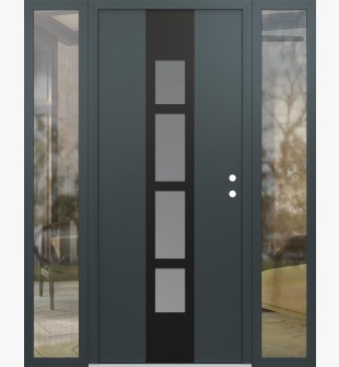 DIAMOND A10 68" X 80" ANTHRACITE/ANTHRACITE FROSTED GLASS PANEL BLACK LHI WITH 2 SIDELITES CLEAR GLASS