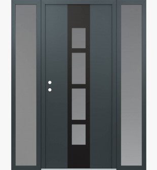 DIAMOND A10 68" X 80" ANTHRACITE/ANTHRACITE FROSTED GLASS PANEL BLACK RHI WITH 2 SIDELITES FROSTED GLASS