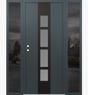 DIAMOND A10 60" X 80" ANTHRACITE/ANTHRACITE FROSTED GLASS PANEL BLACK RHI WITH 2 SIDELITES MIRRORED GLASS