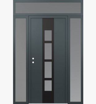 DIAMOND A10 64" X 96" ANTHRACITE/ANTHRACITE FROSTED GLASS PANEL BLACK RHI WITH 2 SIDELITES AND TRANSOM FROSTED GLASS