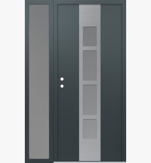DIAMOND A10 50" X 80" ANTHRACITE/ANTHRACITE FROSTED GLASS PANEL STAINLESS STEEL RHI WITH SIDELITE FROSTED GLASS