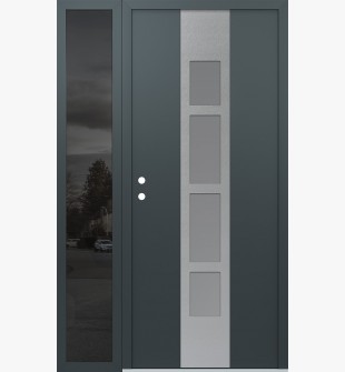 DIAMOND A10 48" X 80" ANTHRACITE/ANTHRACITE FROSTED GLASS PANEL STAINLESS STEEL RHI WITH SIDELITE MIRRORED GLASS