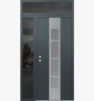 DIAMOND A10 50" X 96" ANTHRACITE/ANTHRACITE FROSTED GLASS PANEL STAINLESS STEEL RHI WITH SIDELITE AND TRANSOM MIRRORED GLASS