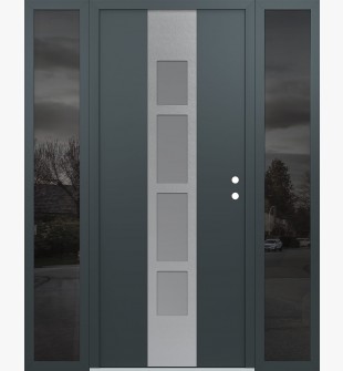 DIAMOND A10 60" X 80" ANTHRACITE/ANTHRACITE FROSTED GLASS PANEL STAINLESS STEEL LHI WITH 2 SIDELITES MIRRORED GLASS