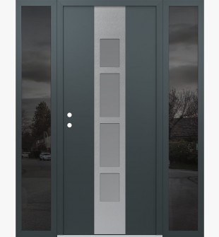 DIAMOND A10 68" X 80" ANTHRACITE/ANTHRACITE FROSTED GLASS PANEL STAINLESS STEEL RHI WITH 2 SIDELITES MIRRORED GLASS