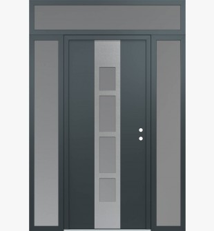 DIAMOND A10 68" X 96" ANTHRACITE/ANTHRACITE FROSTED GLASS PANEL STAINLESS STEEL LHI WITH 2 SIDELITES AND TRANSOM FROSTED GLASS