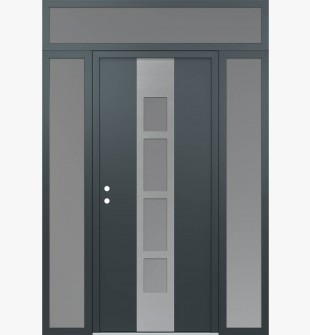DIAMOND A10 68" X 96" ANTHRACITE/ANTHRACITE FROSTED GLASS PANEL STAINLESS STEEL RHI WITH 2 SIDELITES AND TRANSOM FROSTED GLASS