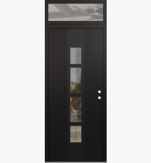 DIAMOND A10 36" X 96" BLACK/BLACK CLEAR GLASS PANEL BLACK LHI WITH TRANSOM CLEAR GLASS