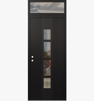 DIAMOND A10 36" X 96" BLACK/BLACK CLEAR GLASS PANEL BLACK RHI WITH TRANSOM CLEAR GLASS