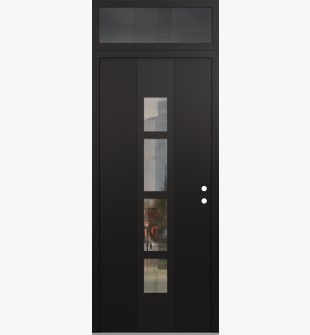 DIAMOND A10 36" X 96" BLACK/BLACK CLEAR GLASS PANEL BLACK LHI WITH TRANSOM MIRRORED GLASS