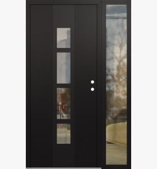 DIAMOND A10 48" X 80" BLACK/BLACK CLEAR GLASS PANEL BLACK LHI WITH SIDELITE CLEAR GLASS