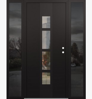 DIAMOND A10 60" X 80" BLACK/BLACK CLEAR GLASS PANEL BLACK LHI WITH 2 SIDELITES MIRRORED GLASS