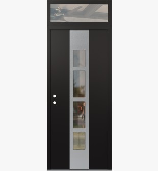 DIAMOND A10 36" X 96" BLACK/BLACK CLEAR GLASS PANEL STAINLESS STEEL RHI WITH TRANSOM CLEAR GLASS