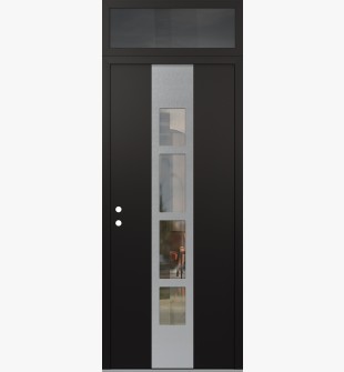 DIAMOND A10 36" X 96" BLACK/BLACK CLEAR GLASS PANEL STAINLESS STEEL RHI WITH TRANSOM MIRRORED GLASS