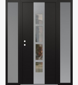 DIAMOND A10 68" X 80" BLACK/BLACK CLEAR GLASS PANEL STAINLESS STEEL RHI WITH 2 SIDELITES FROSTED GLASS