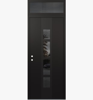 DIAMOND A10 36" X 96" BLACK/BLACK MIRRORED GLASS PANEL BLACK RHI WITH TRANSOM MIRRORED GLASS
