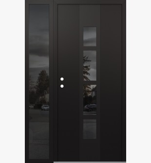 DIAMOND A10 52" X 80" BLACK/BLACK MIRRORED GLASS PANEL BLACK RHI WITH SIDELITE MIRRORED GLASS