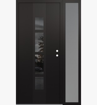 DIAMOND A10 52" X 80" BLACK/BLACK MIRRORED GLASS PANEL BLACK LHI WITH SIDELITE FROSTED GLASS
