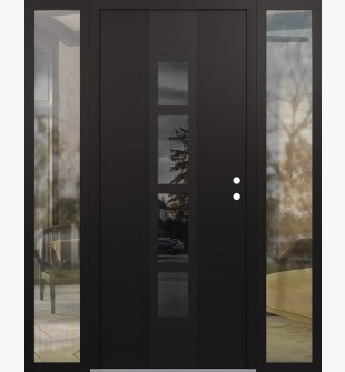 DIAMOND A10 68" X 80" BLACK/BLACK MIRRORED GLASS PANEL BLACK LHI WITH 2 SIDELITES CLEAR GLASS