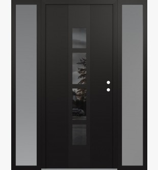 DIAMOND A10 60" X 80" BLACK/BLACK MIRRORED GLASS PANEL BLACK LHI WITH 2 SIDELITES FROSTED GLASS