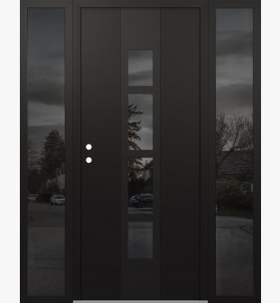 DIAMOND A10 60" X 80" BLACK/BLACK MIRRORED GLASS PANEL BLACK RHI WITH 2 SIDELITES MIRRORED GLASS