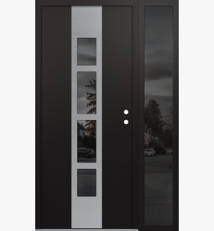 DIAMOND A10 52" X 80" BLACK/BLACK MIRRORED GLASS PANEL STAINLESS STEEL LHI WITH SIDELITE MIRRORED GLASS