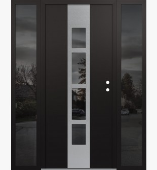 DIAMOND A10 68" X 80" BLACK/BLACK MIRRORED GLASS PANEL STAINLESS STEEL LHI WITH 2 SIDELITES MIRRORED GLASS
