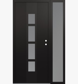 DIAMOND A10 50" X 80" BLACK/WHITE FROSTED GLASS PANEL BLACK LHI WITH SIDELITE FROSTED GLASS