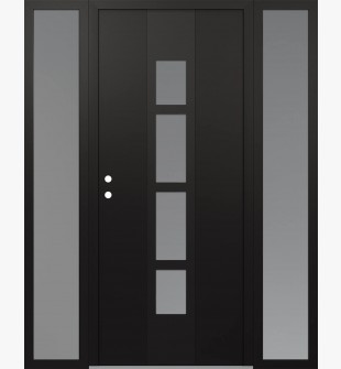 DIAMOND A10 60" X 80" BLACK/WHITE FROSTED GLASS PANEL BLACK RHI WITH 2 SIDELITES FROSTED GLASS