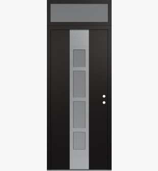 DIAMOND A10 36" X 96" BLACK/WHITE FROSTED GLASS PANEL STAINLESS STEEL LHI WITH TRANSOM FROSTED GLASS