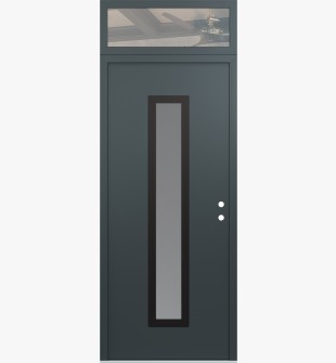 DIAMOND A11 36" X 96" ANTHRACITE/ANTHRACITE FROSTED GLASS PANEL BLACK LHI WITH TRANSOM CLEAR GLASS