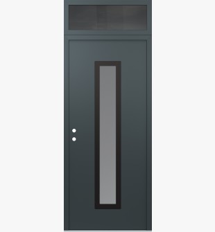 DIAMOND A11 36" X 96" ANTHRACITE/ANTHRACITE FROSTED GLASS PANEL BLACK RHI WITH TRANSOM MIRRORED GLASS