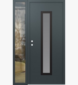 DIAMOND A11 48" X 80" ANTHRACITE/ANTHRACITE FROSTED GLASS PANEL BLACK RHI WITH SIDELITE CLEAR GLASS