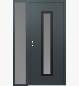 DIAMOND A11 48" X 80" ANTHRACITE/ANTHRACITE FROSTED GLASS PANEL BLACK RHI WITH SIDELITE FROSTED GLASS
