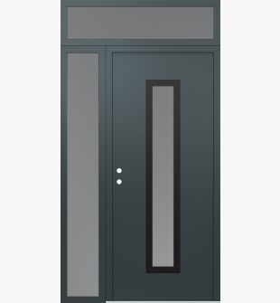 DIAMOND A11 48" X 96" ANTHRACITE/ANTHRACITE FROSTED GLASS PANEL BLACK RHI WITH SIDELITE AND TRANSOM FROSTED GLASS