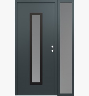 DIAMOND A11 48" X 80" ANTHRACITE/ANTHRACITE FROSTED GLASS PANEL BLACK LHI WITH SIDELITE FROSTED GLASS