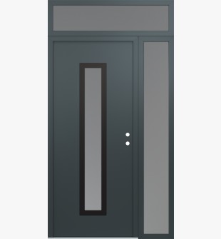 DIAMOND A11 50" X 96" ANTHRACITE/ANTHRACITE FROSTED GLASS PANEL BLACK LHI WITH SIDELITE AND TRANSOM FROSTED GLASS