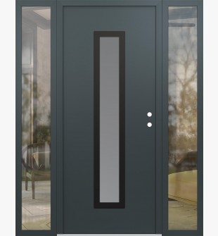 DIAMOND A11 60" X 80" ANTHRACITE/ANTHRACITE FROSTED GLASS PANEL BLACK LHI WITH 2 SIDELITES CLEAR GLASS