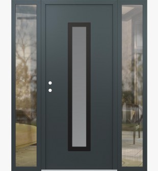 DIAMOND A11 60" X 80" ANTHRACITE/ANTHRACITE FROSTED GLASS PANEL BLACK RHI WITH 2 SIDELITES CLEAR GLASS