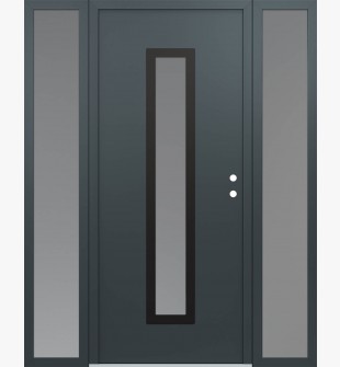 DIAMOND A11 64" X 80" ANTHRACITE/ANTHRACITE FROSTED GLASS PANEL BLACK LHI WITH 2 SIDELITES FROSTED GLASS
