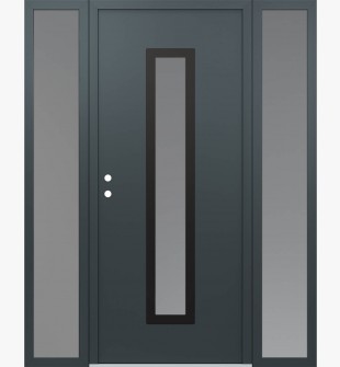 DIAMOND A11 60" X 80" ANTHRACITE/ANTHRACITE FROSTED GLASS PANEL BLACK RHI WITH 2 SIDELITES FROSTED GLASS