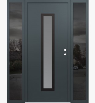 DIAMOND A11 64" X 80" ANTHRACITE/ANTHRACITE FROSTED GLASS PANEL BLACK LHI WITH 2 SIDELITES MIRRORED GLASS