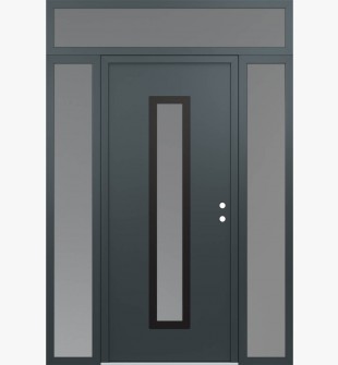 DIAMOND A11 60" X 96" ANTHRACITE/ANTHRACITE FROSTED GLASS PANEL BLACK LHI WITH 2 SIDELITES AND TRANSOM FROSTED GLASS