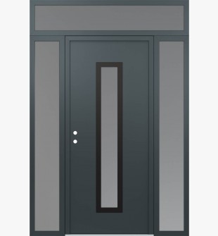 DIAMOND A11 60" X 96" ANTHRACITE/ANTHRACITE FROSTED GLASS PANEL BLACK RHI WITH 2 SIDELITES AND TRANSOM FROSTED GLASS