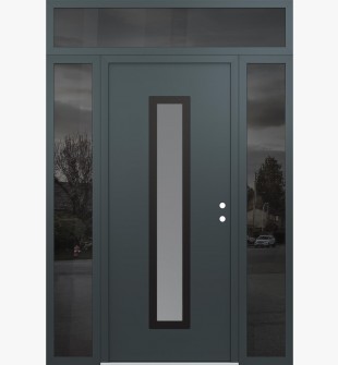 DIAMOND A11 60" X 96" ANTHRACITE/ANTHRACITE FROSTED GLASS PANEL BLACK LHI WITH 2 SIDELITES AND TRANSOM MIRRORED GLASS